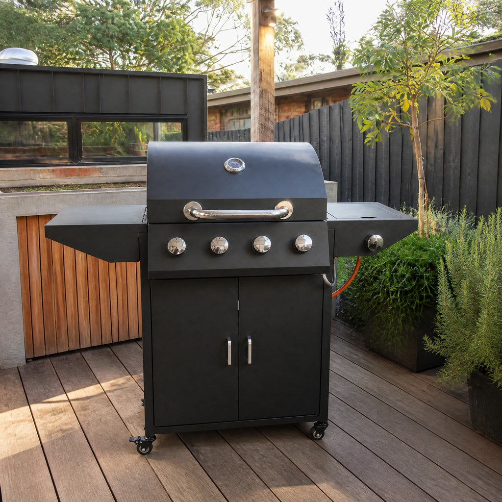 5-Burner Gas BBQ on Trolley, Black