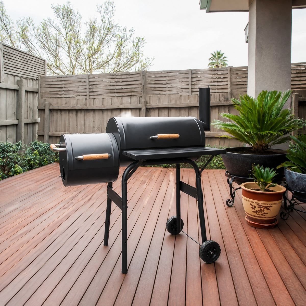 Large Charcoal BBQ with Wooden Handles