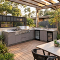 Outdoor Kitchen Island with Sink, Grey