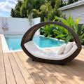 Round Rattan Daybed with Canopy