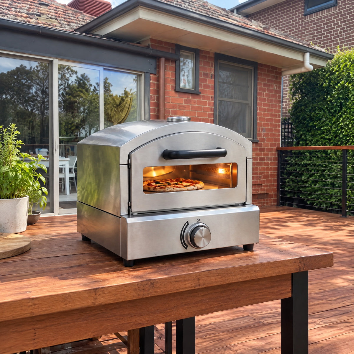Countertop Gas Pizza Oven with Glass Door