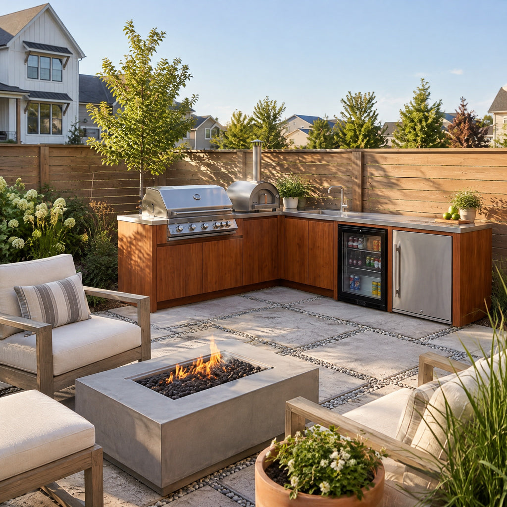 304 Stainless Outdoor Kitchen, Timber Look