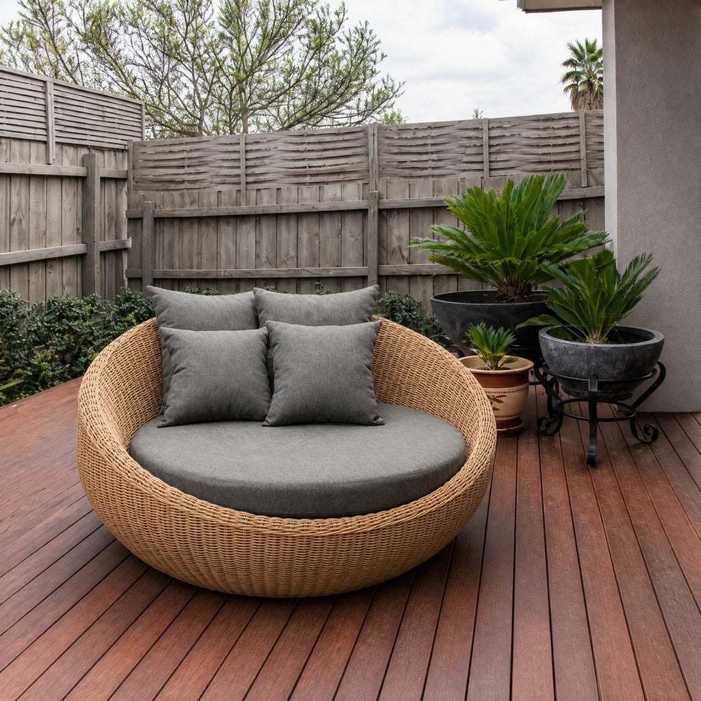 Large Round Rattan Daybed