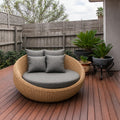 Large Round Rattan Daybed