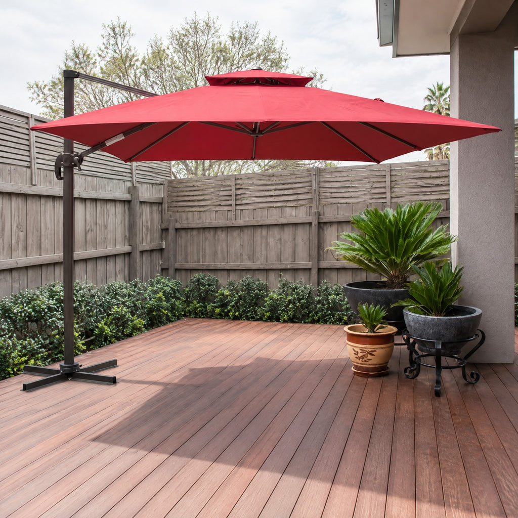 Roman Double-Canopy Umbrella, Red