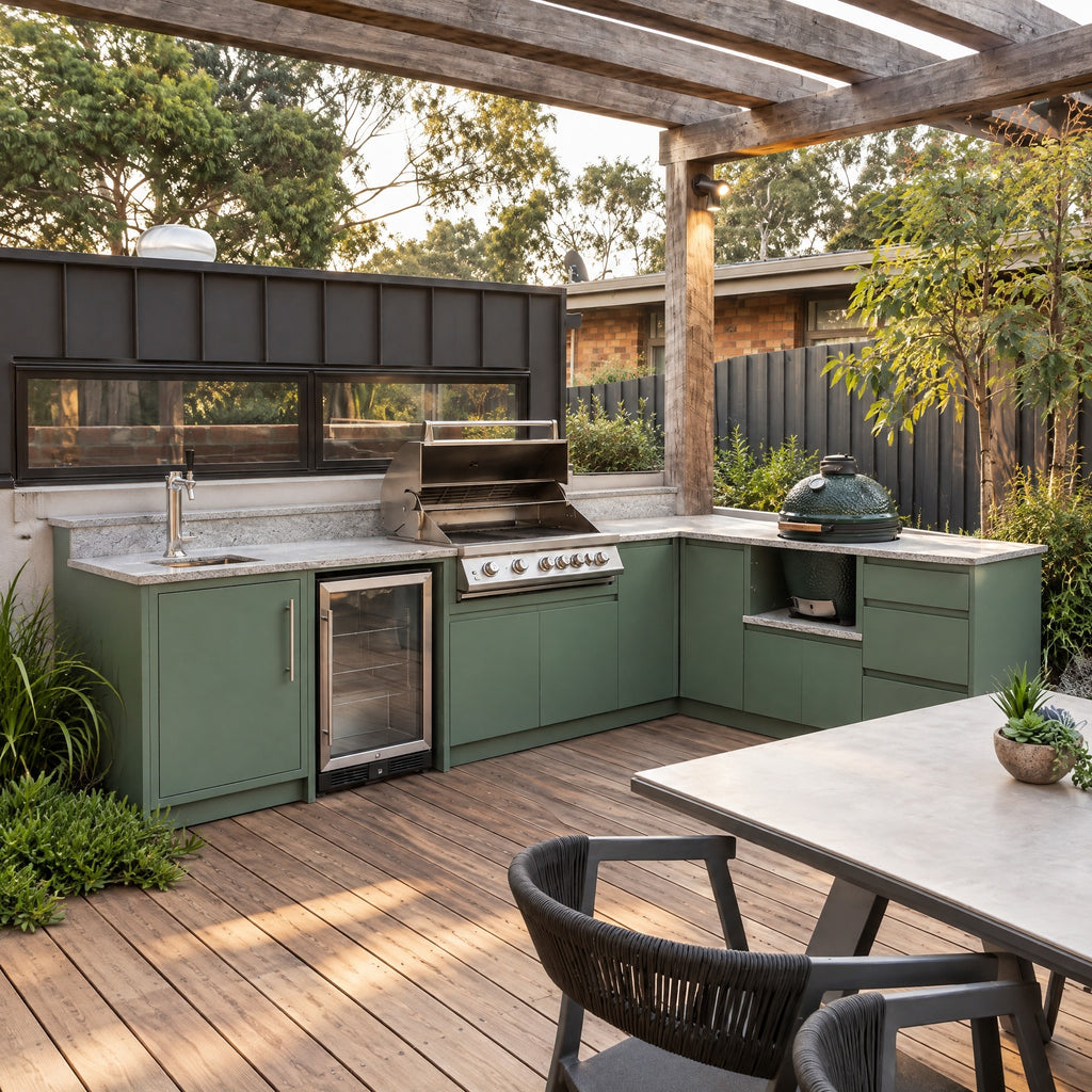 Outdoor Kitchen with Kamado Grill, Sage