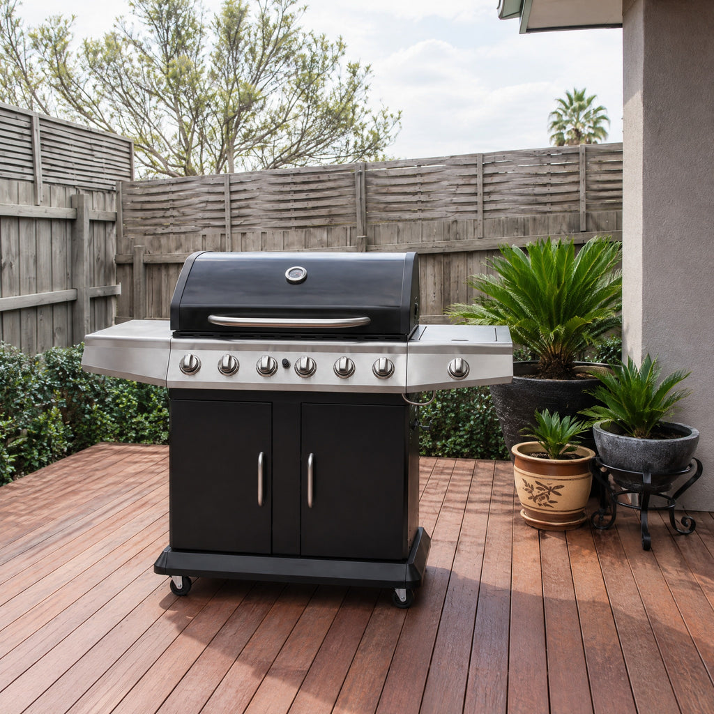 6+1 Burner Stainless Gas BBQ, Electronic Ignition