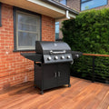 4-Burner Gas BBQ with Side Burner, Black