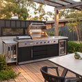 Modular Stainless Outdoor Kitchen with BBQ and Bar Fridge