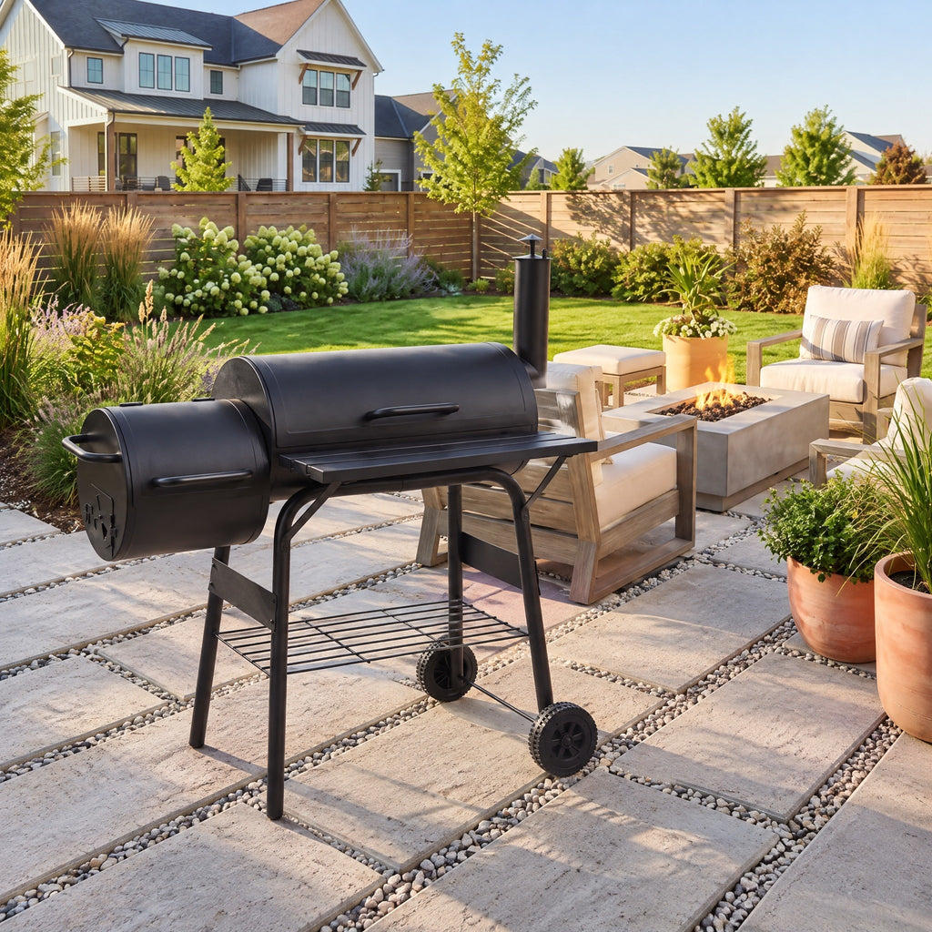 Charcoal BBQ Grill with Offset Smoker