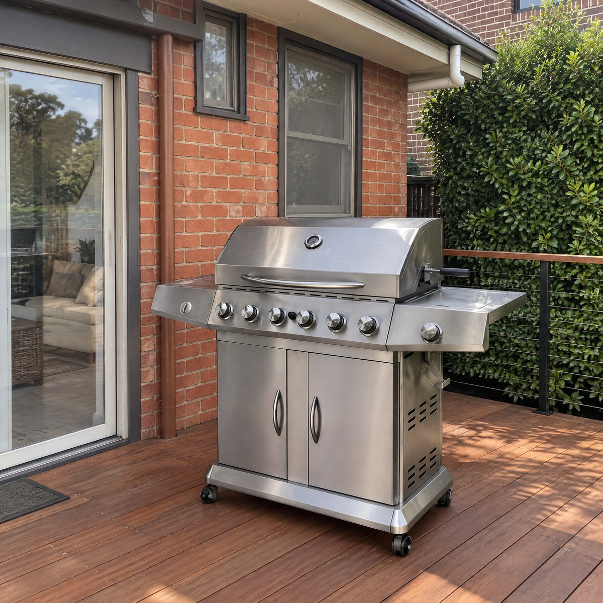 6-Burner Gas BBQ, Folding Shelves