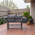 Gas and Charcoal Grill with Side Burner