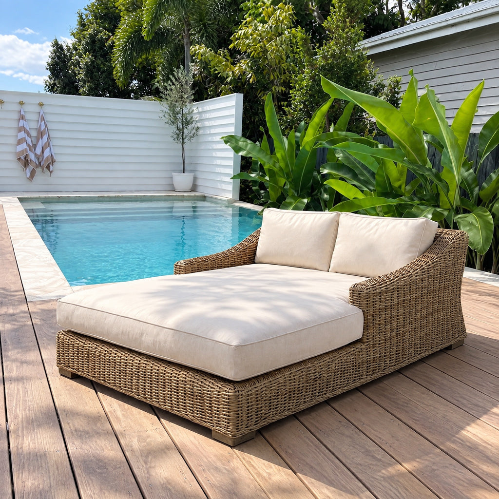 Rattan Sun Lounger with Thick Cushion