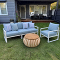 Modern Outdoor Lounge Set with Sofa and Round Table