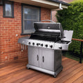 6-Burner Stainless Steel Hooded BBQ with Side Burner
