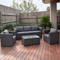 5-Seater Rattan Outdoor Lounge Set, Slate