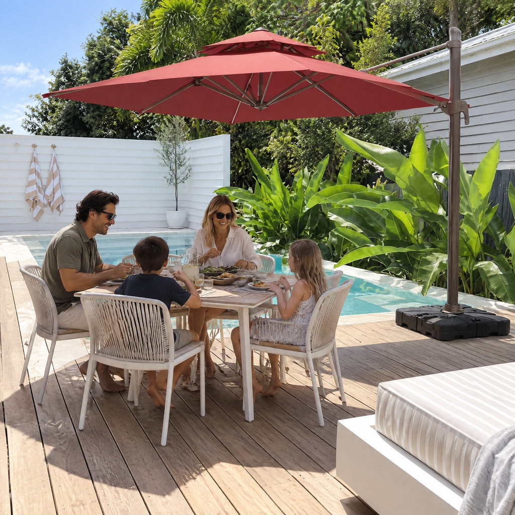 3 x 3 m Square Cantilever Umbrella - in use