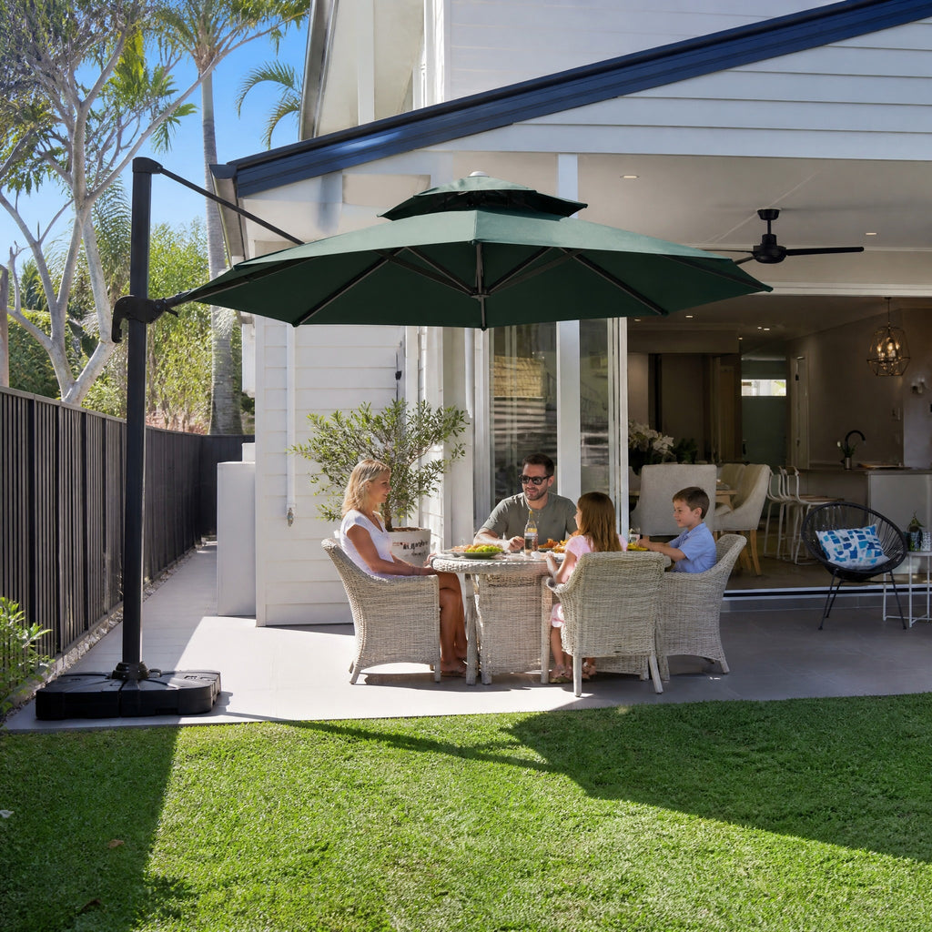 Large Cantilever Umbrella, Green - in use