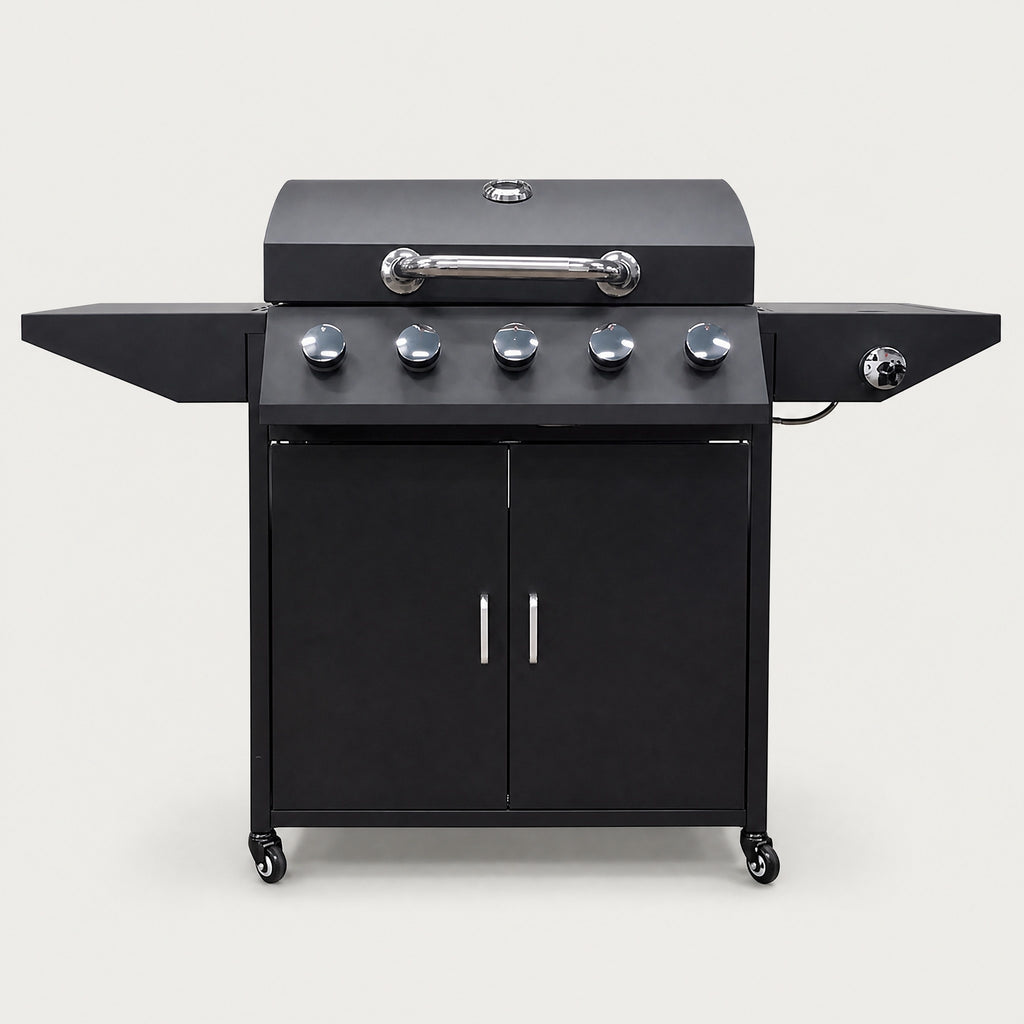 5-Burner Gas BBQ with Side Burner, Powder-Coated - front view