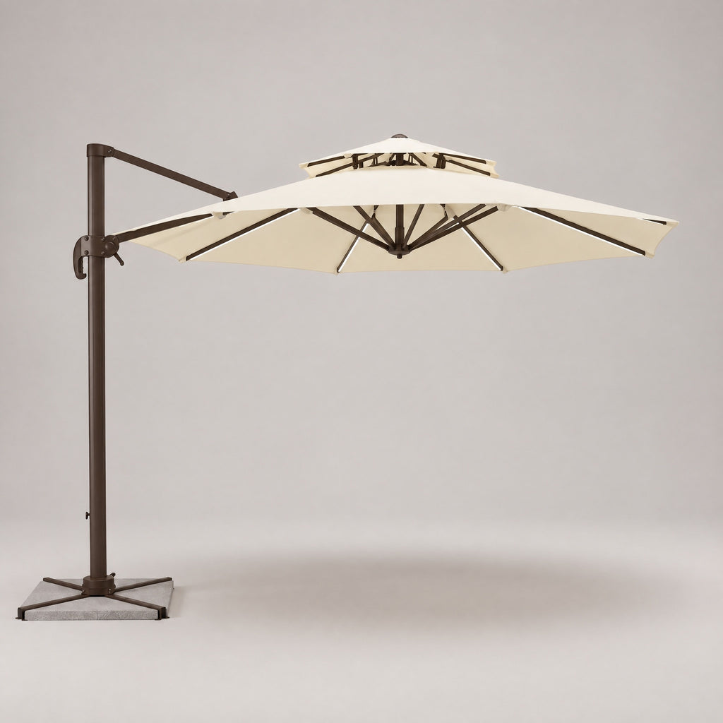 Solar LED Cantilever Umbrella - front view