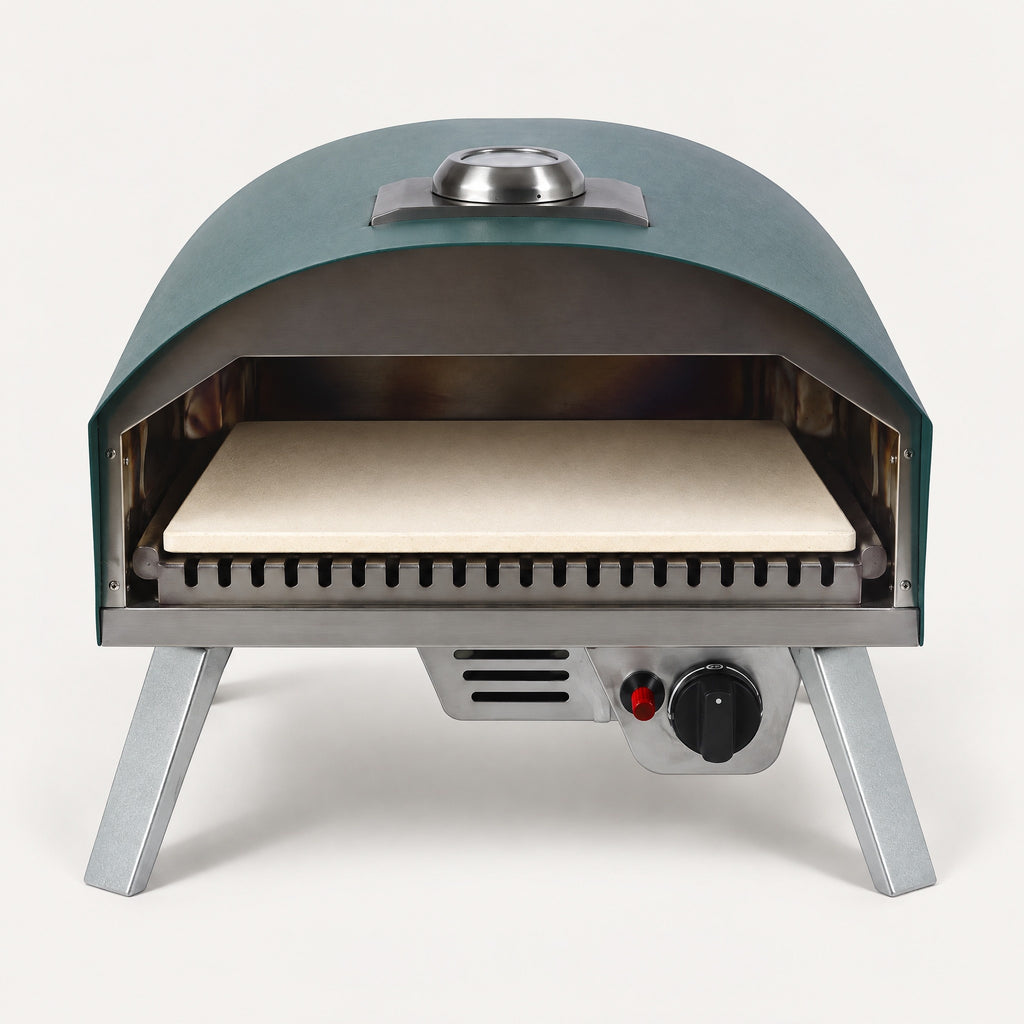 16" Gas Pizza Oven, U-Shaped Burner, Green - front view