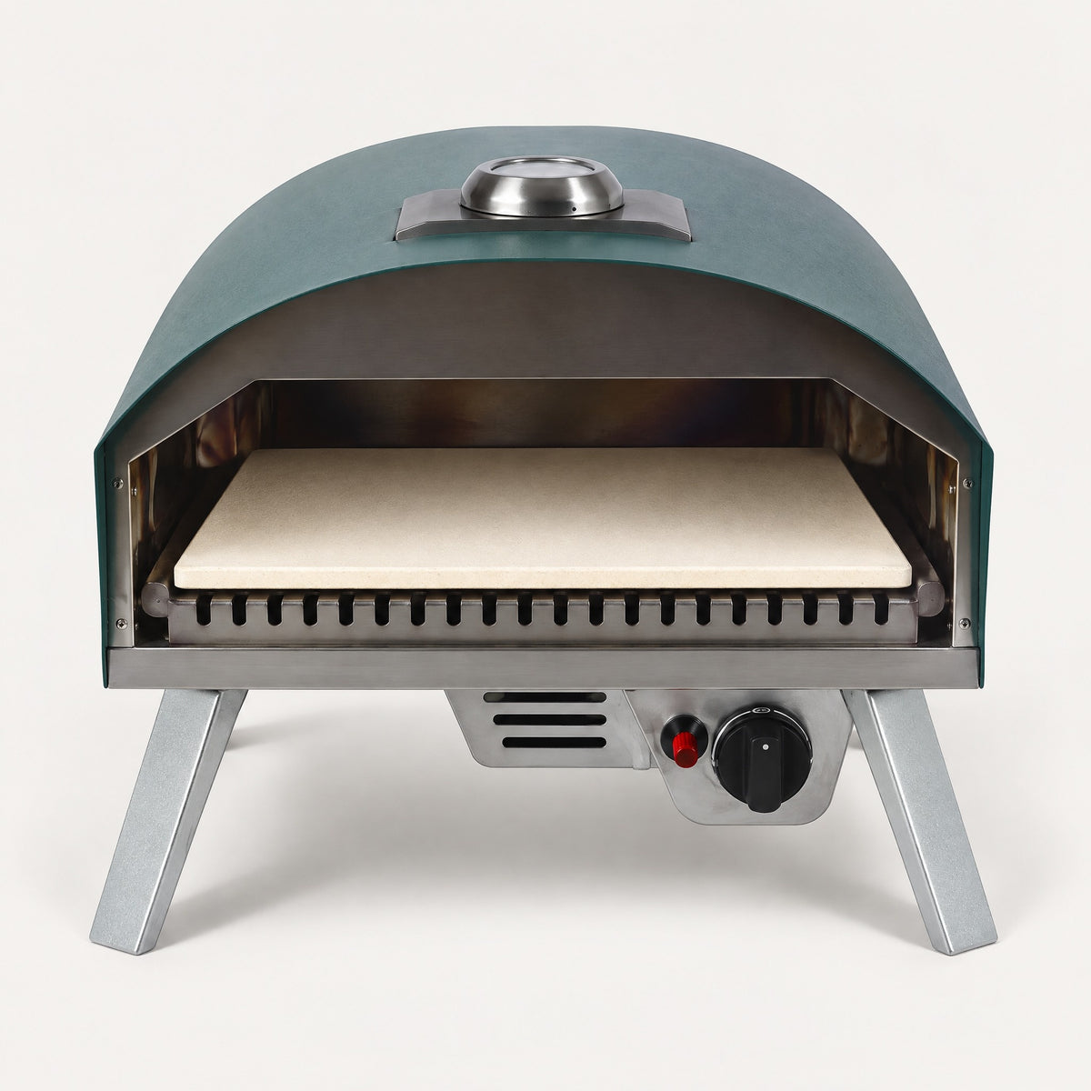 16" Gas Pizza Oven, U-Shaped Burner, Green - front view