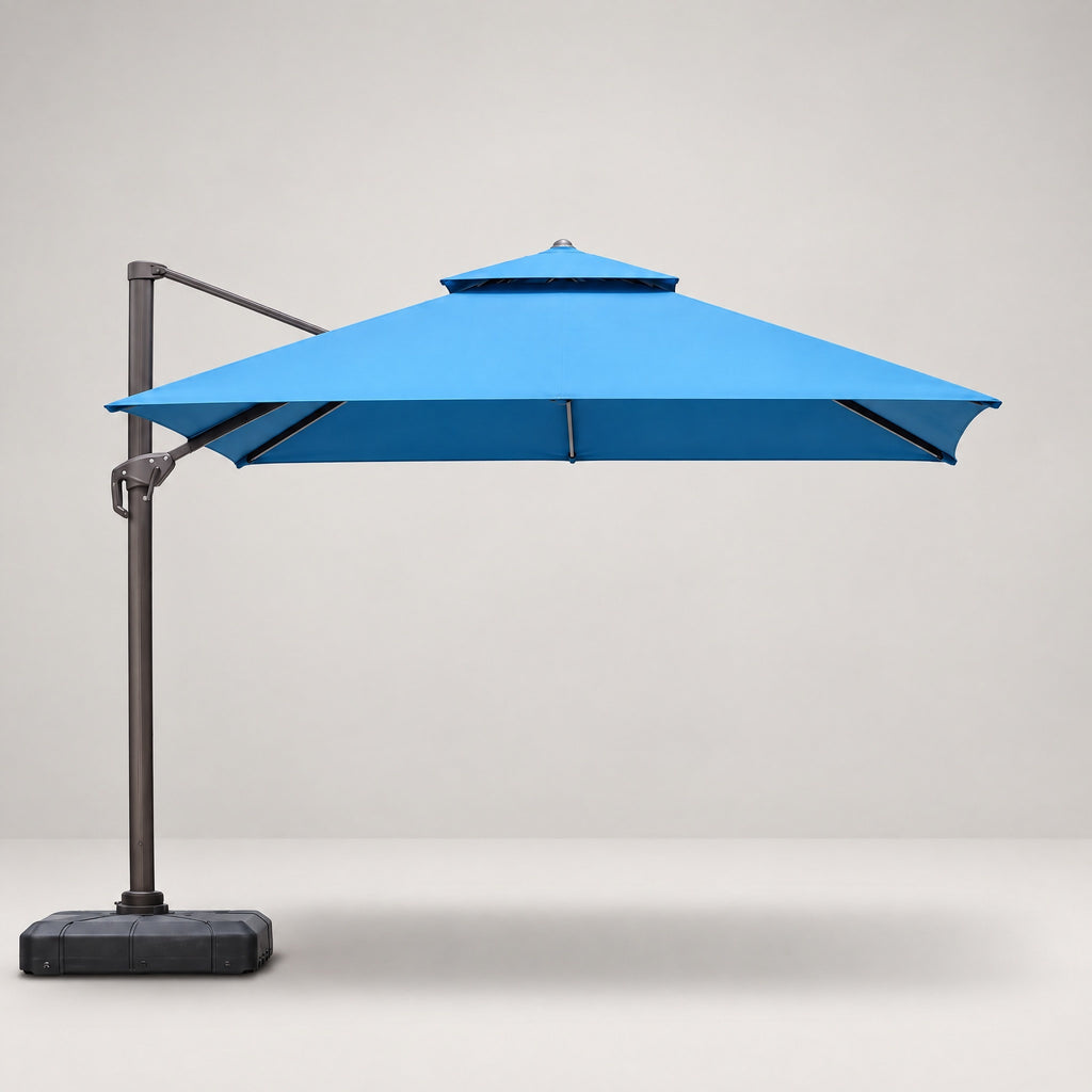 360° Rotating Cantilever Umbrella, Blue - front view