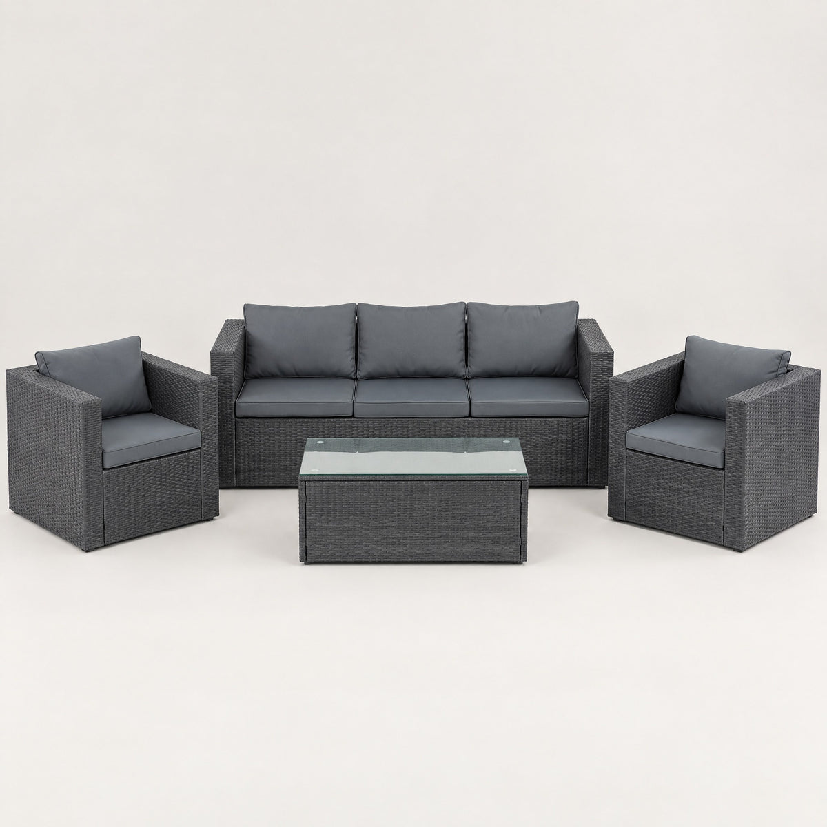 5-Seater Rattan Outdoor Lounge Set, Slate - front view