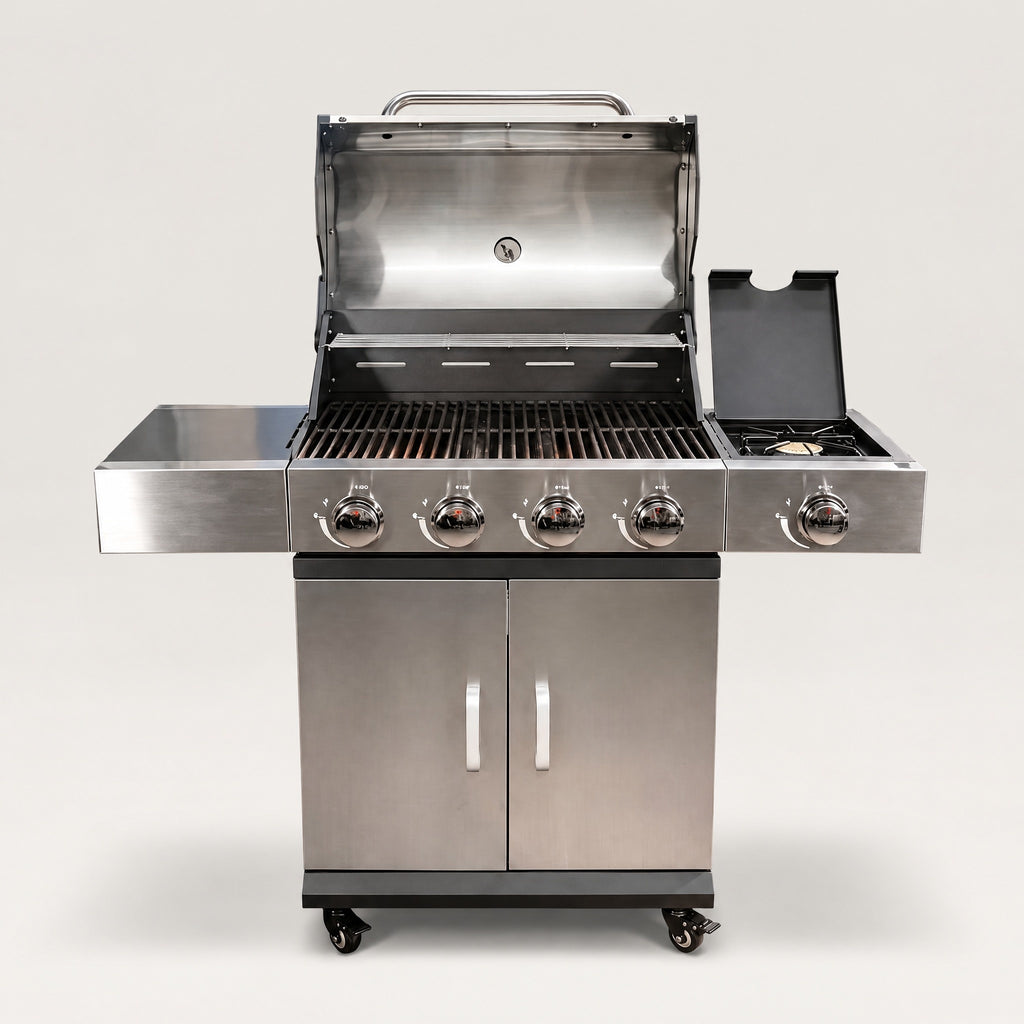 4+1 Burner Stainless Steel Gas BBQ - front view