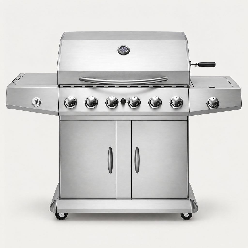 7-Burner Stainless Steel Gas BBQ - front view