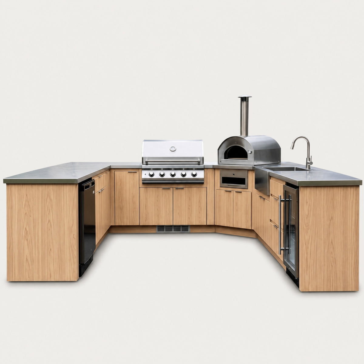 U-Shaped Outdoor Kitchen with Kamado Space - front view