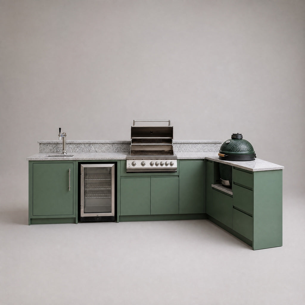 Outdoor Kitchen with Kamado Grill, Sage - front view