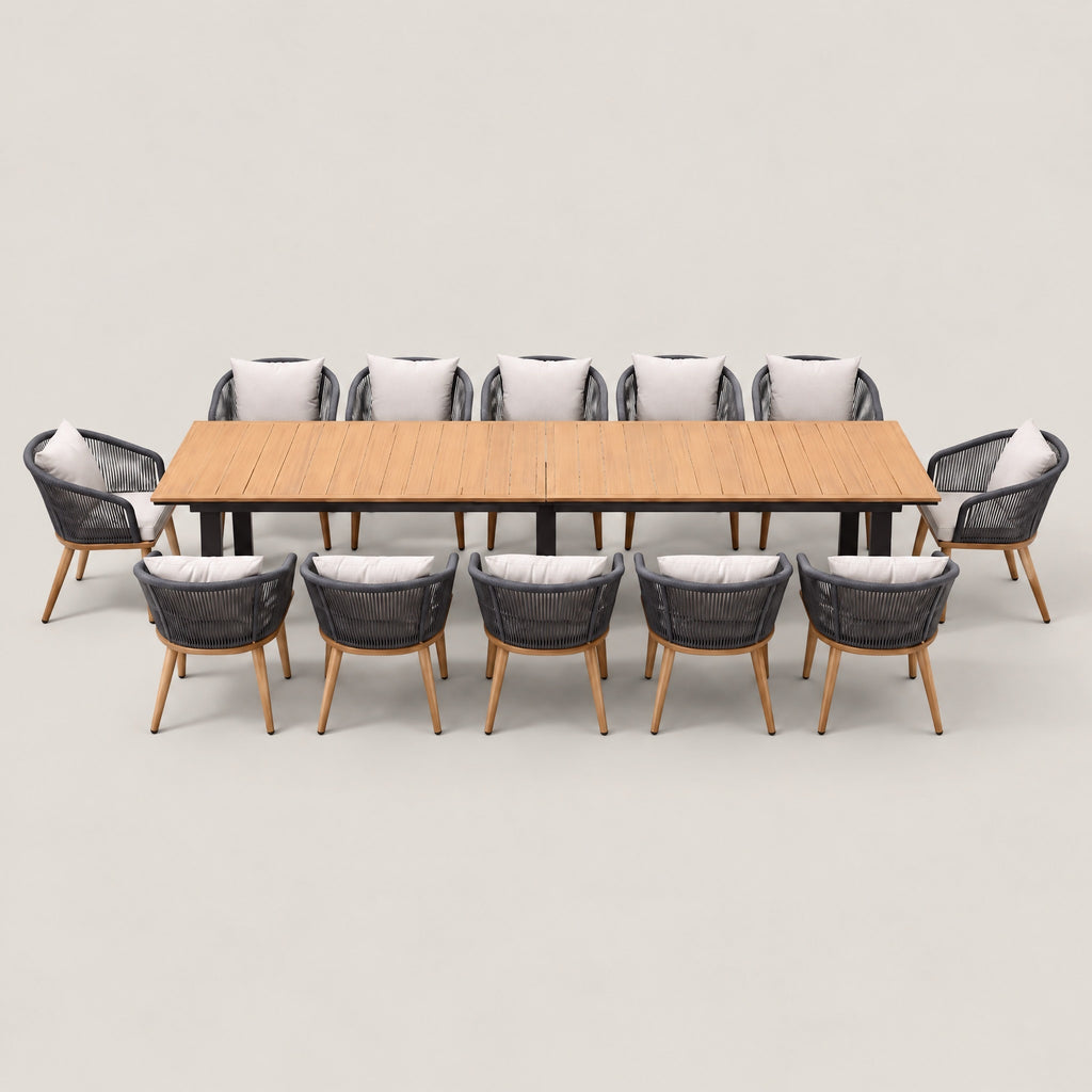Aluminium Slatted Dining Set - front view