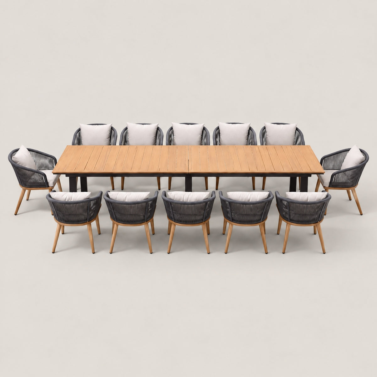Aluminium Slatted Dining Set - front view