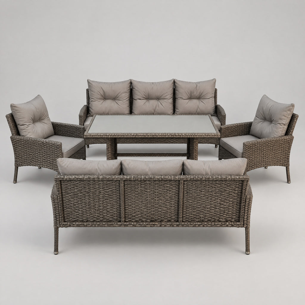 8-Piece Rattan Outdoor Lounge Set - front view
