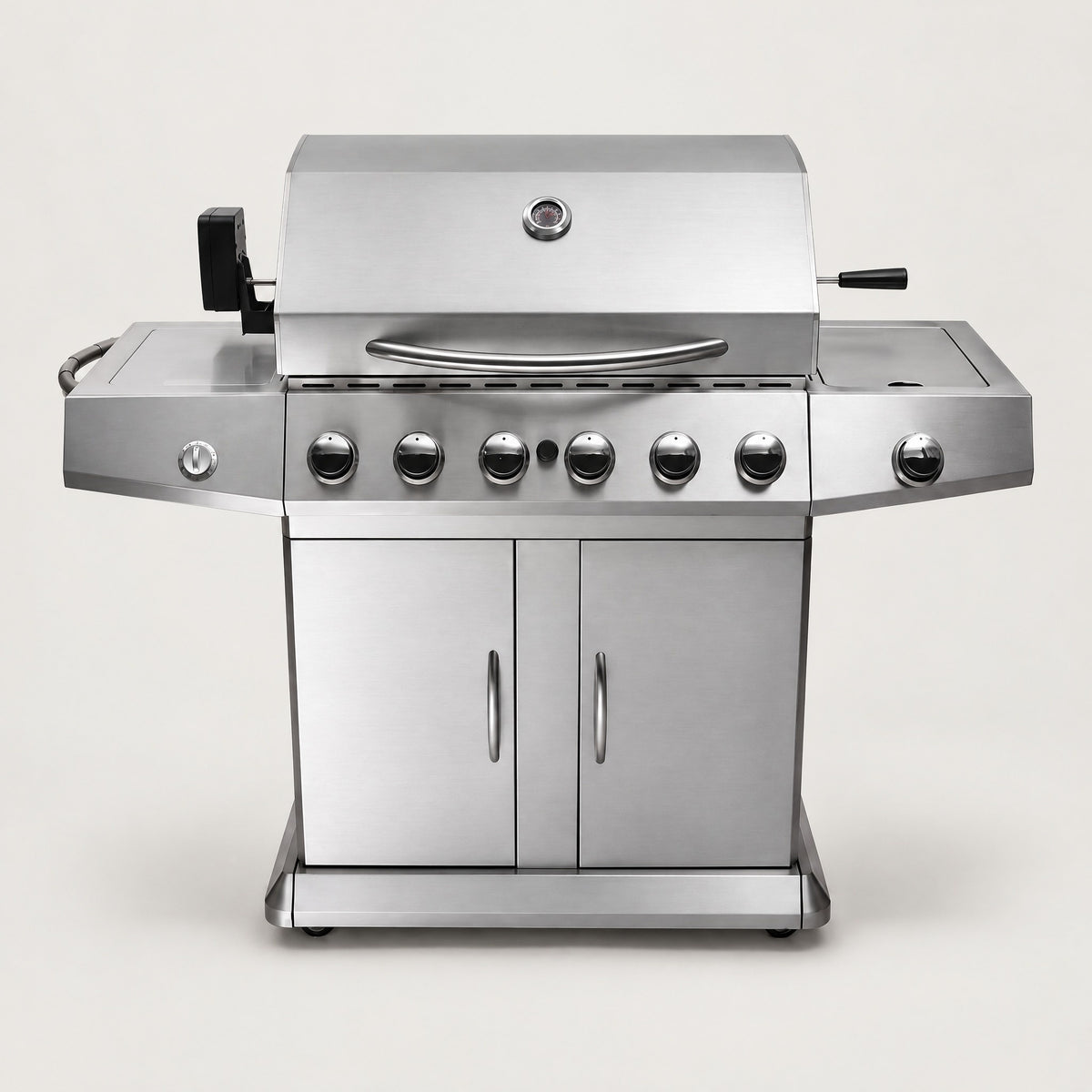 6-Burner Stainless Gas BBQ with Plancha - front view