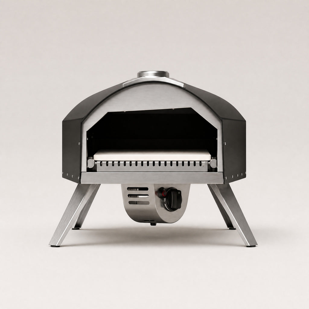 Foldable Gas Pizza Oven, Black - front view