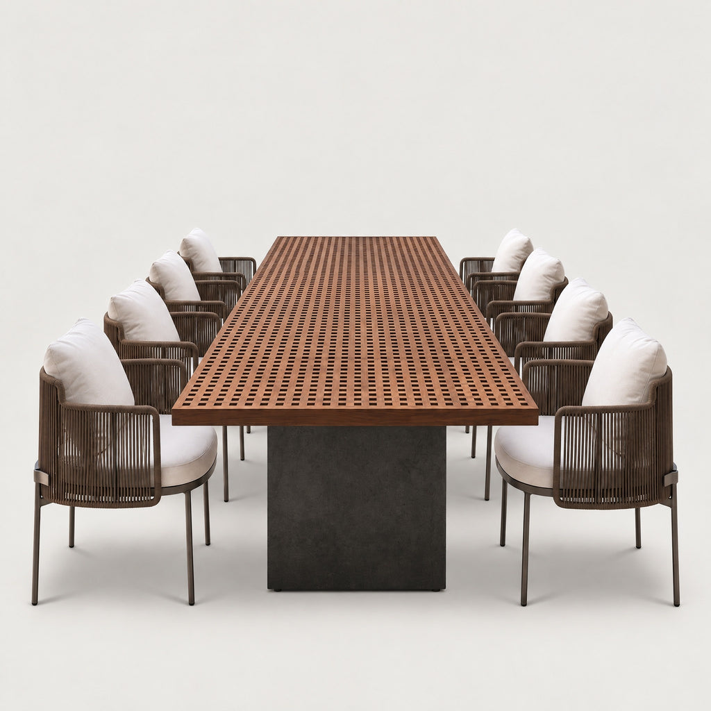 Aluminium and Rope Dining Set - front view