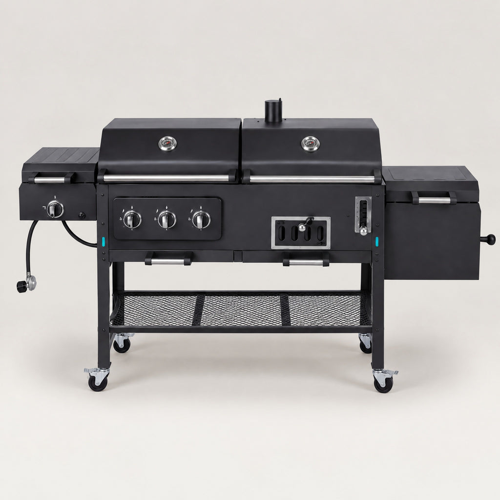 Gas and Charcoal Combo Grill - front view