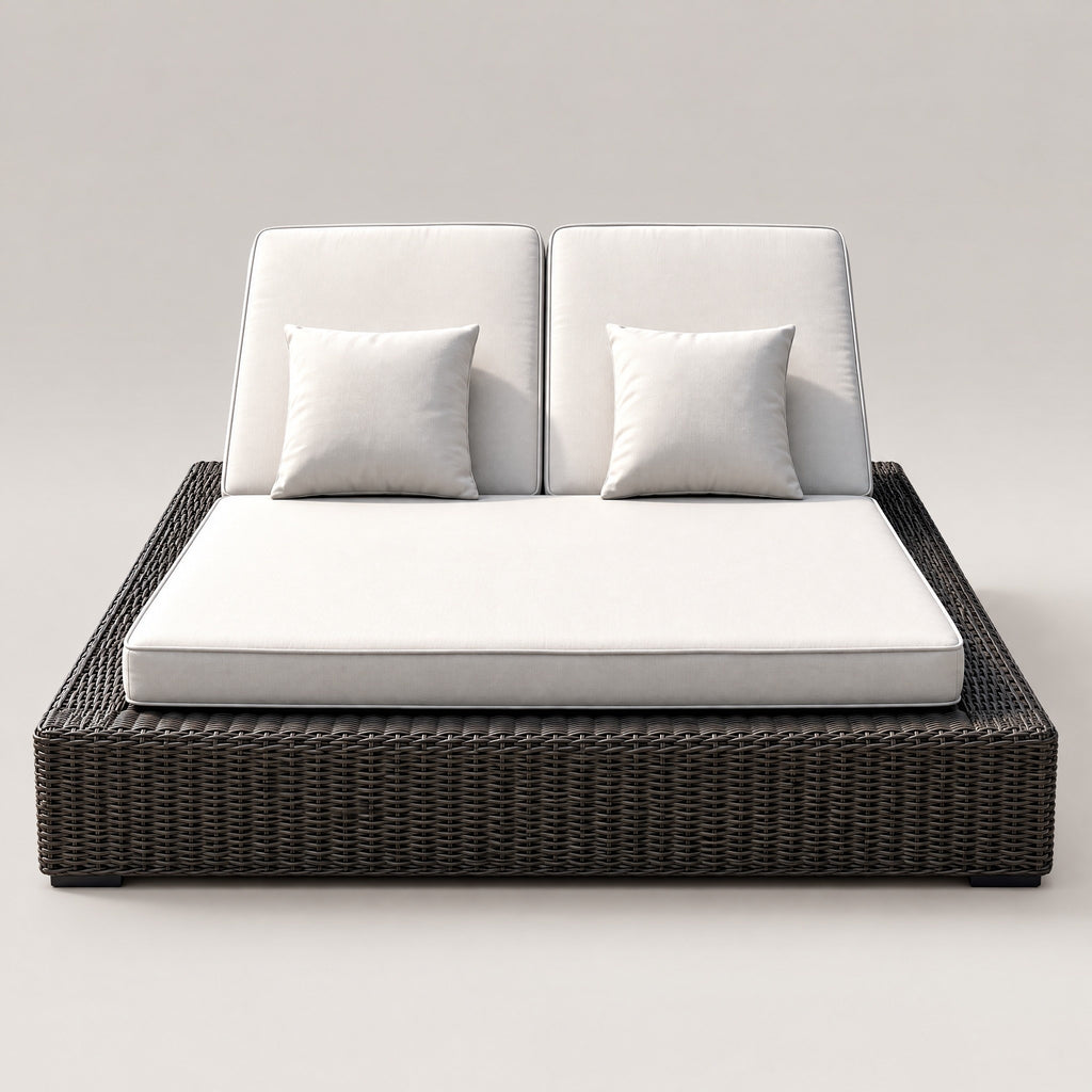 Double Rattan Sun Lounger - front view
