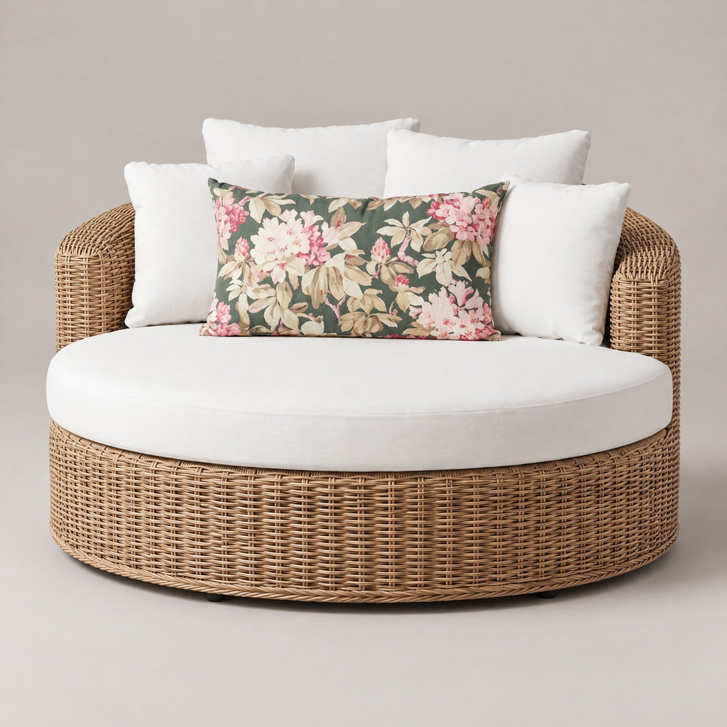 Round Swivel Wicker Daybed - front view
