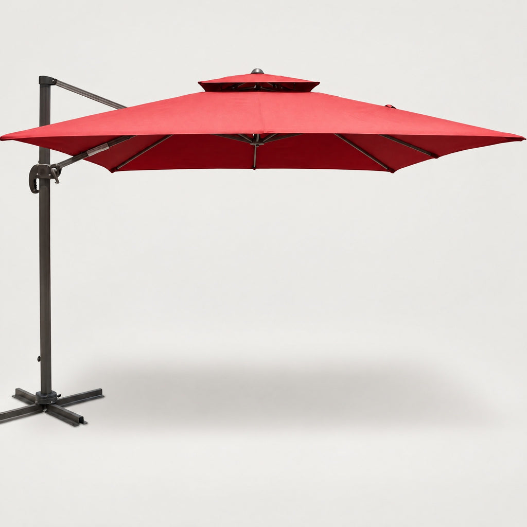 Roman Double-Canopy Umbrella, Red - front view