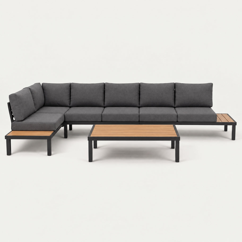 L-Shaped Outdoor Lounge Set with Coffee Table - front view
