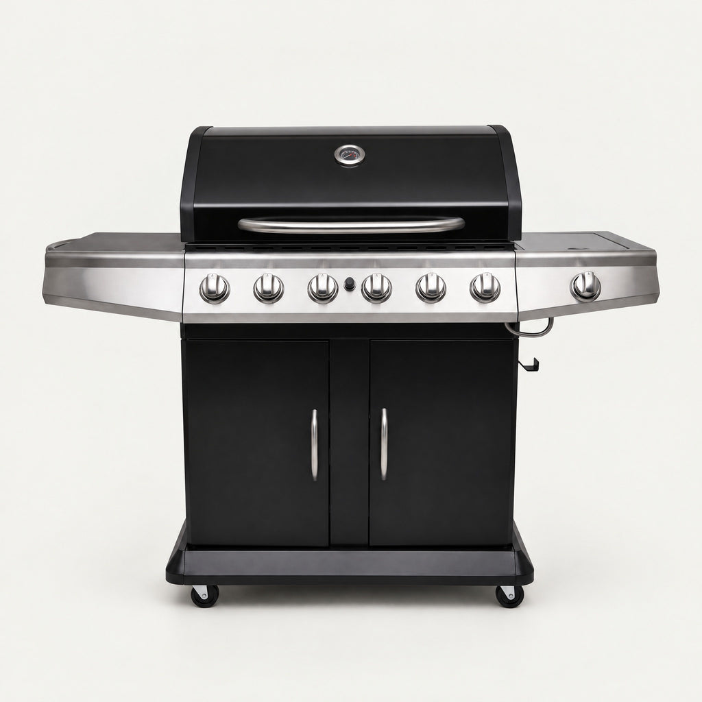 6+1 Burner Stainless Gas BBQ, Electronic Ignition - front view