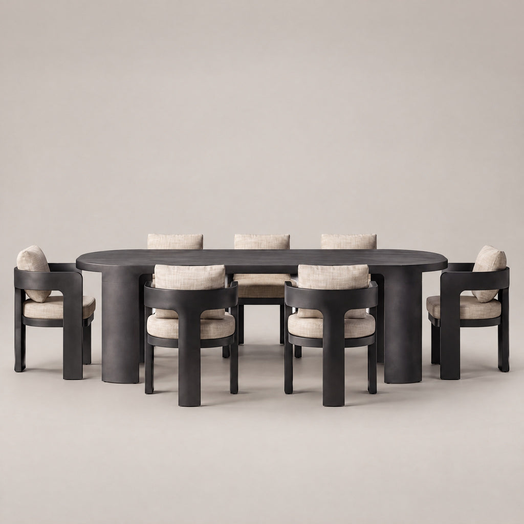 Contemporary Aluminium Dining Set - front view