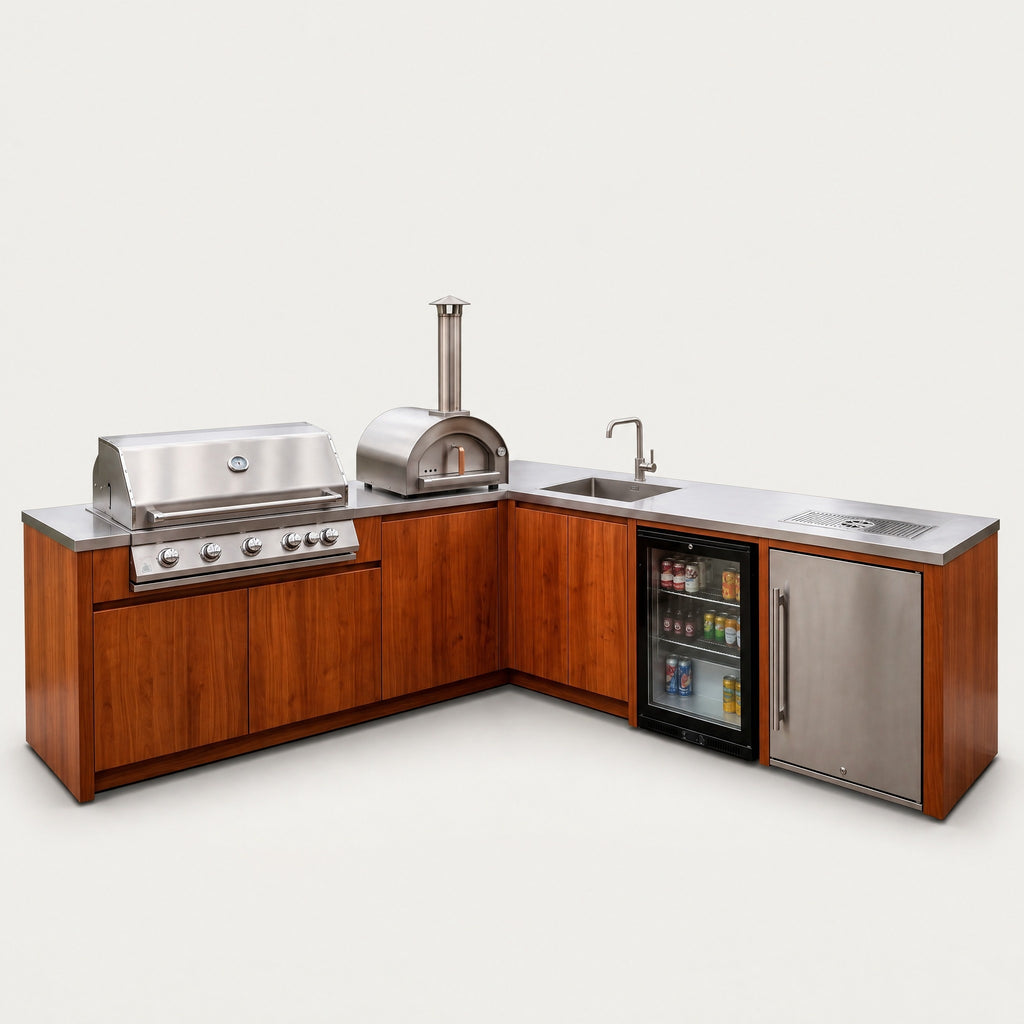 304 Stainless Outdoor Kitchen, Timber Look - front view