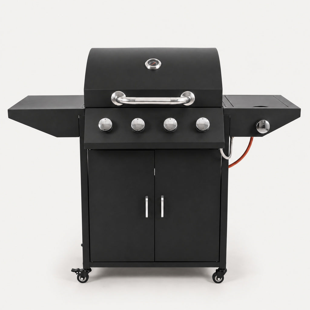 5-Burner Gas BBQ on Trolley, Black - front view