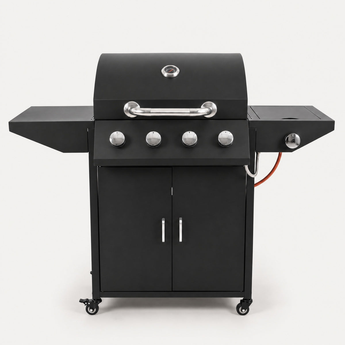 5-Burner Gas BBQ on Trolley, Black - front view