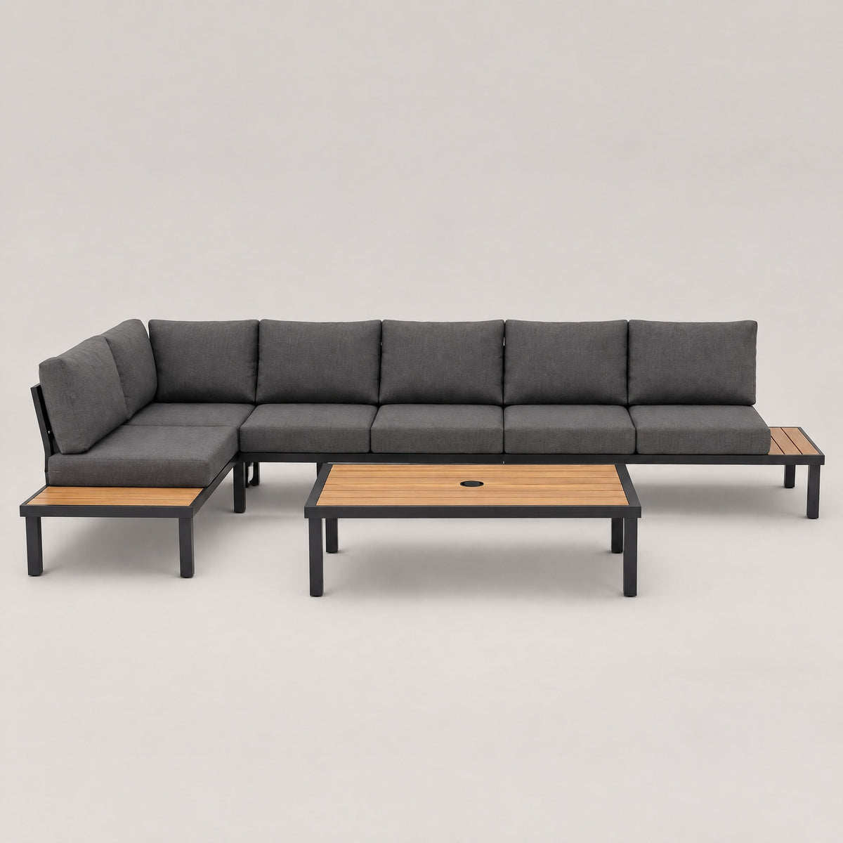Modern Outdoor Corner Sofa with Coffee Table - front view