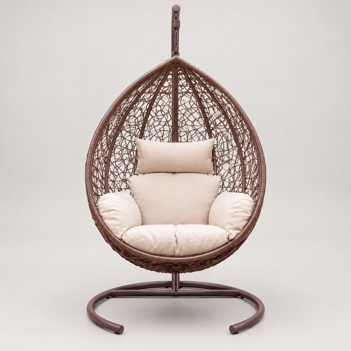 Hanging Rattan Egg Chair with Stand - front view